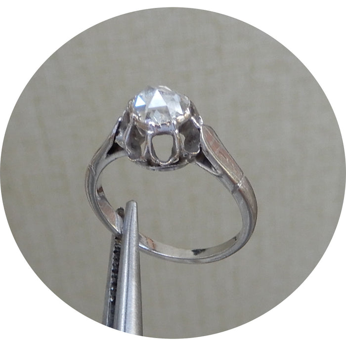 Ring, Solitair, Roosdiamant, Witgoud