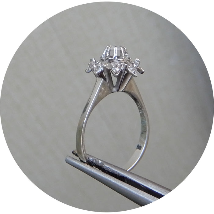 Ring, Rozet, Diamant, 14K Witgoud