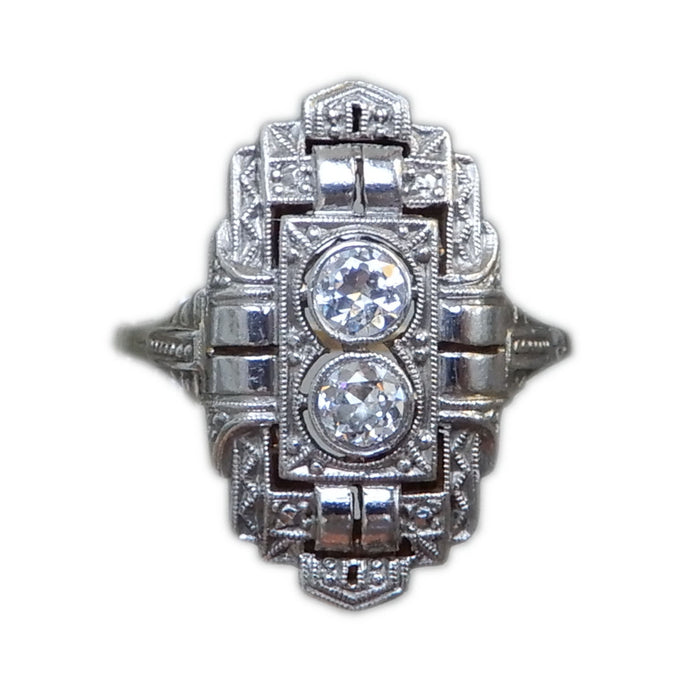 Ring, Diamant, Platina, 14K, Art Deco
