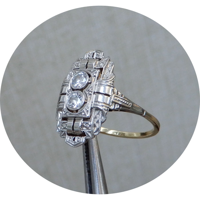 Ring, Diamant, Platina, 14K, Art Deco