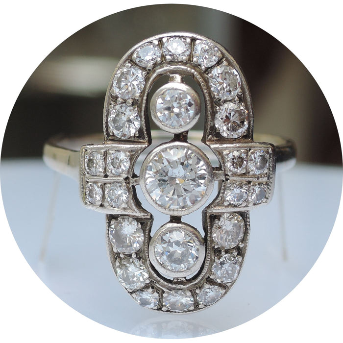Prinsessenring, Diamant, 14K, Art Deco