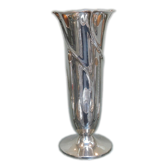 Art Deco Zilveren Bloemenvaas, Handgedreven